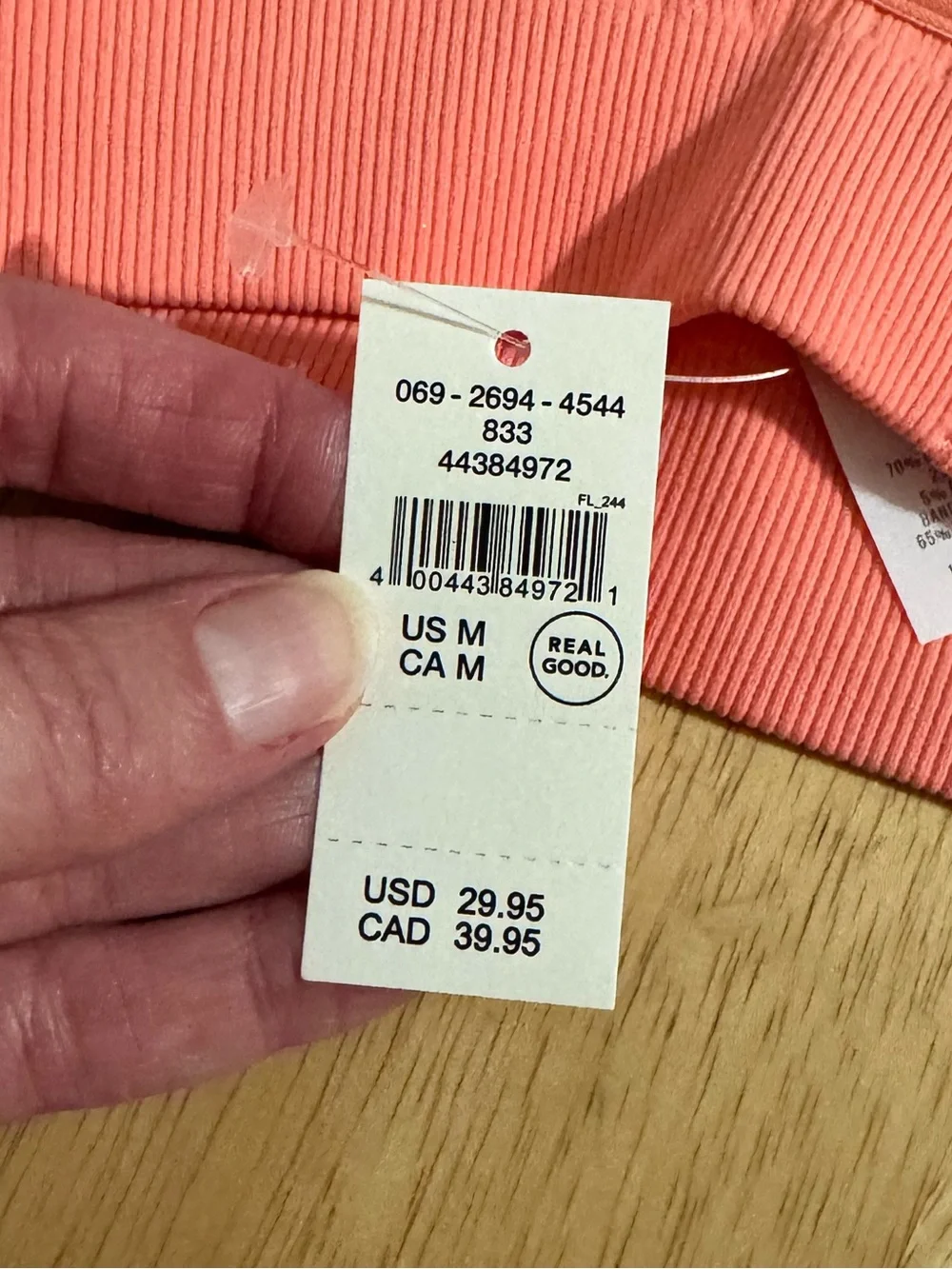 Aerie Superchill Seamless Rib Padded Scoop Bralette- Medium NWT- wild peach 🍑 - Picture 6 of 6